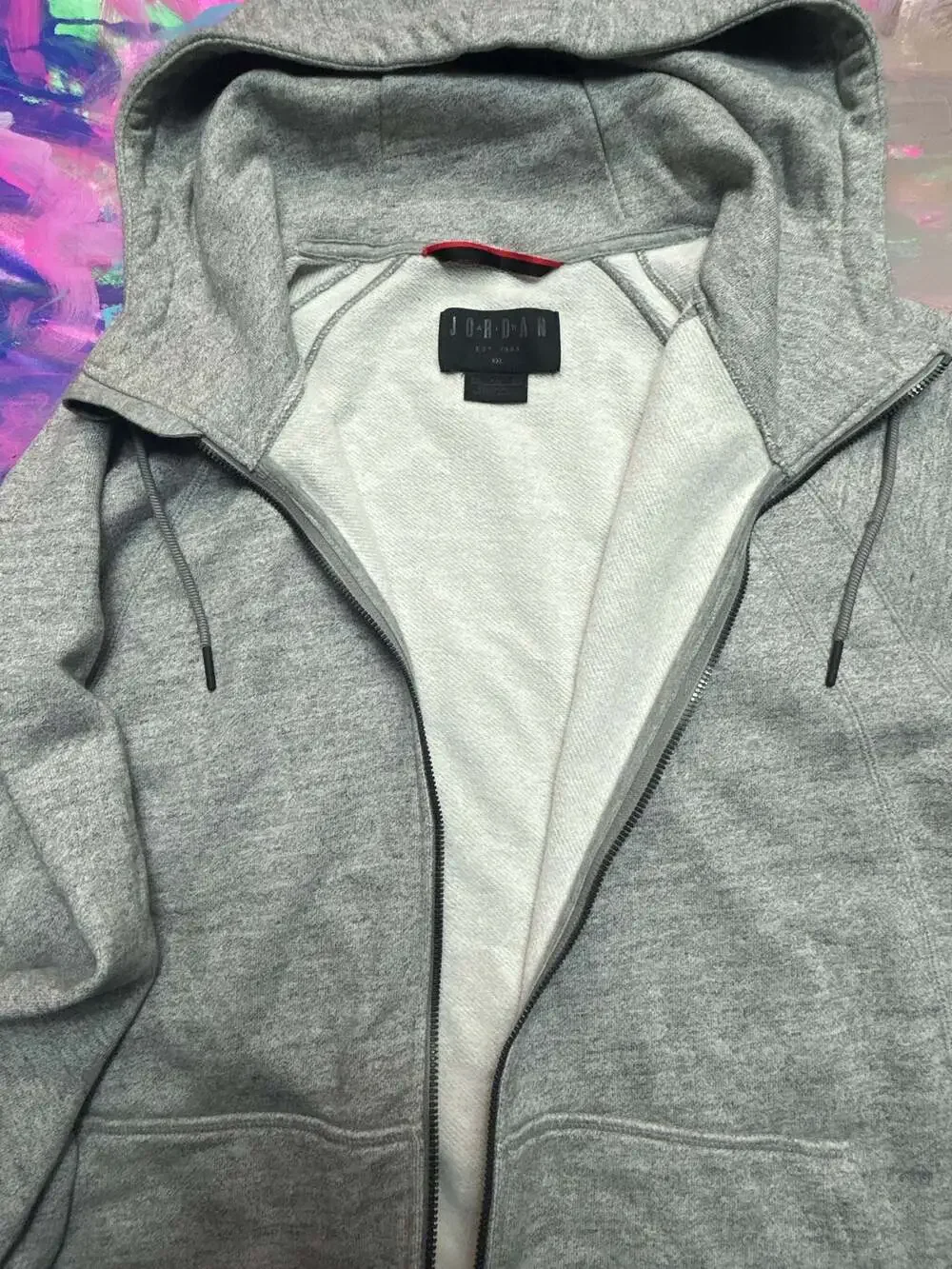 Jordan Sportswear Wings Fleece Men's Full-Zip Hoodie Grey Heather/Black